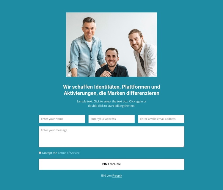 Kontaktieren Sie uns Block mit Bild WordPress-Theme