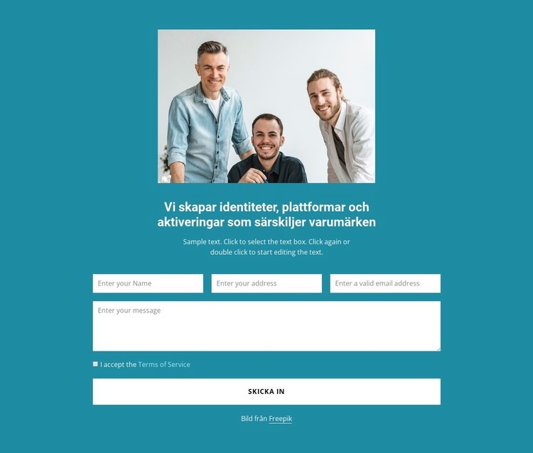 Kontakta oss block med bild HTML-mall