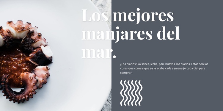 Delicias de mariscos Maqueta de sitio web