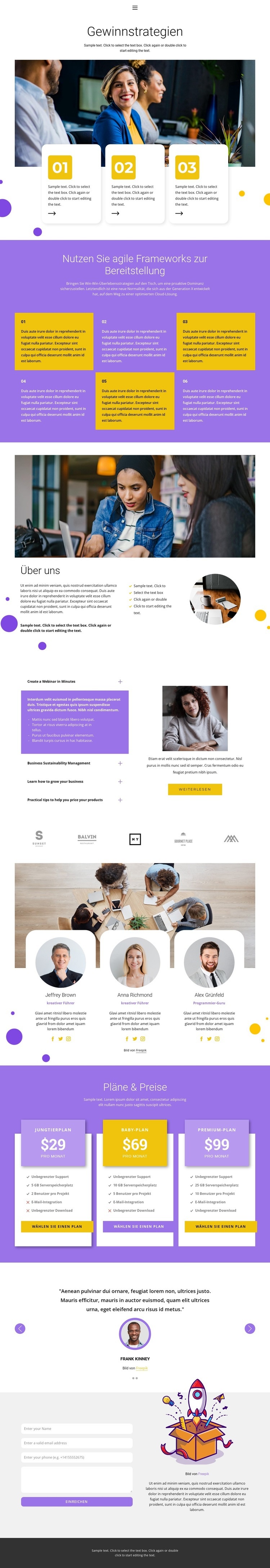 Gewinnstrategie Landing Page