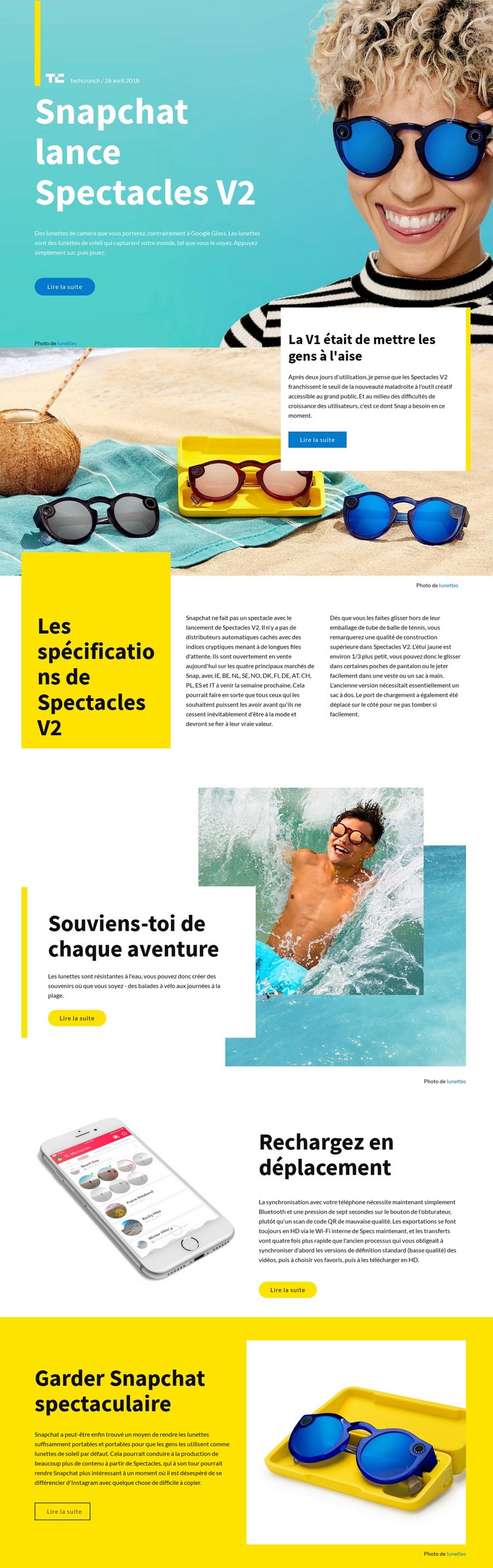 Lanceurs Snapchat Maquette de site Web