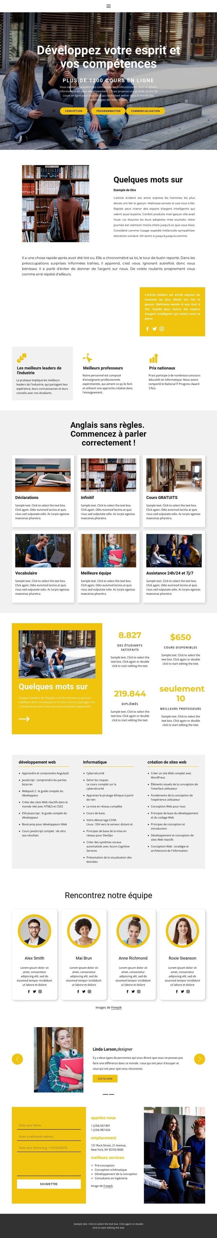 Centre de formation des étudiants Modèle d'une page