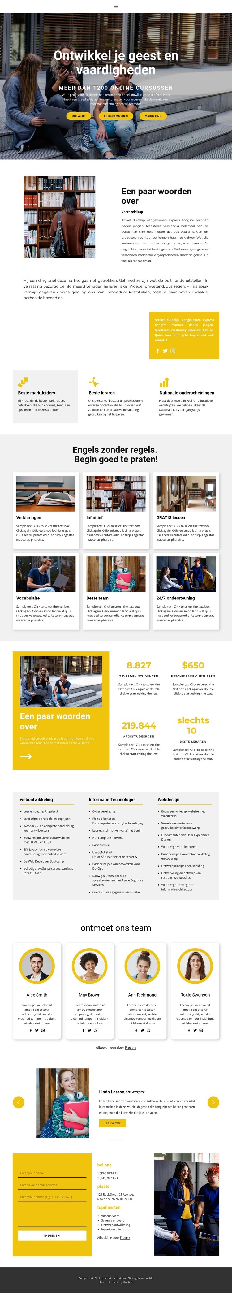 Studenten Trainingscentrum Website Builder-sjablonen