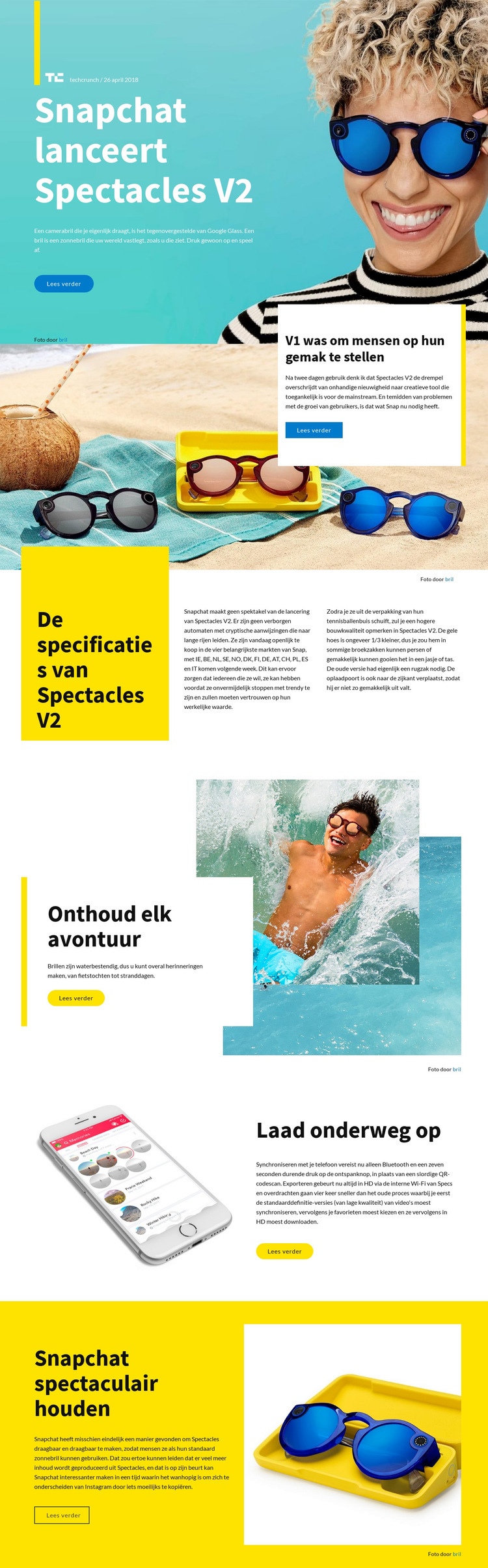 Snapchat-draagraketten Website mockup