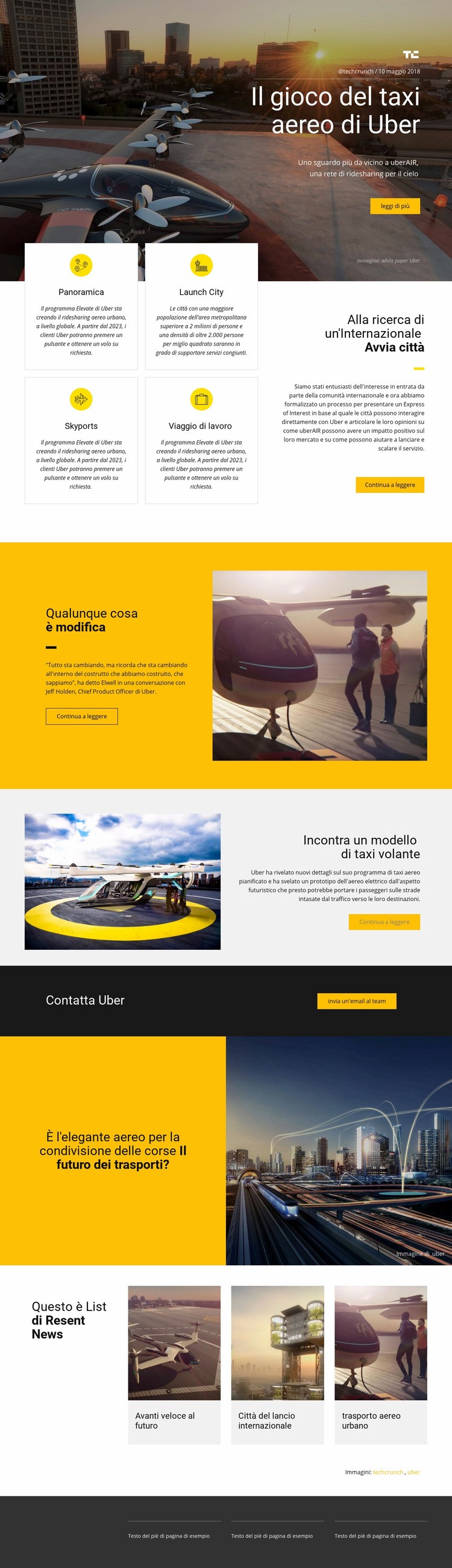 Gioco di taxi aereo di Uber Modelli di Website Builder