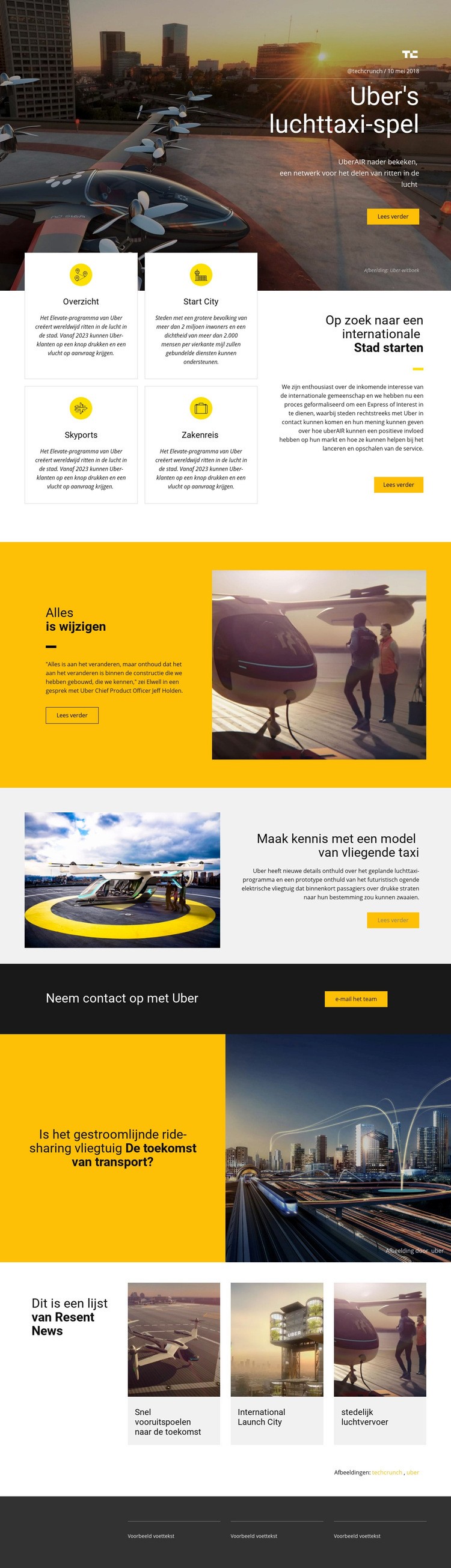 Uber's Aerial Taxi Play Website ontwerp