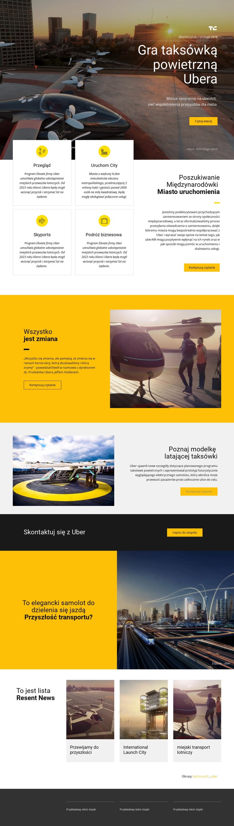 Uber's Aerial Taxi Play Szablon HTML5