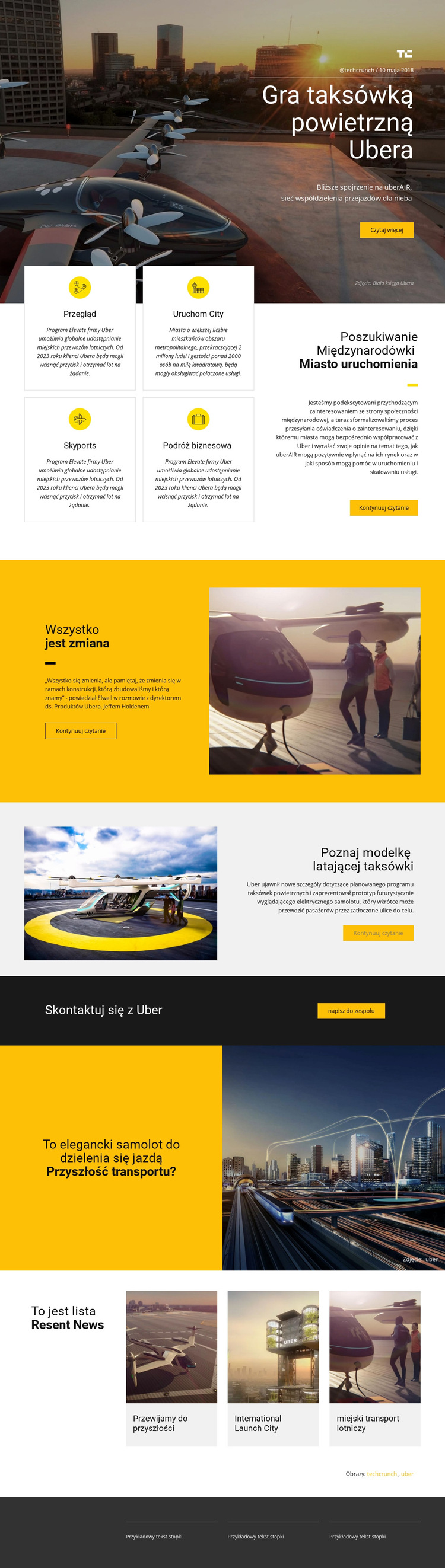 Uber's Aerial Taxi Play Szablon witryny sieci Web