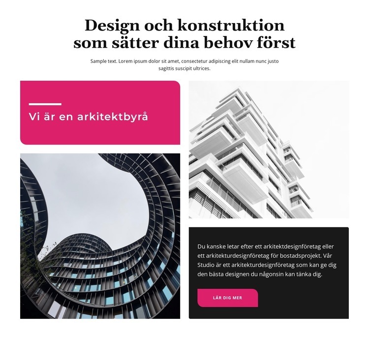 Design och konstruktion Webbplats mall