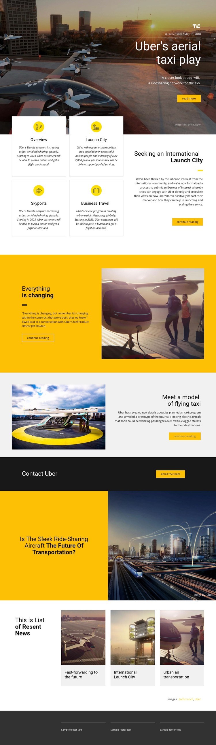 Uber's Aerial Taxi Play Webflow Template Alternative