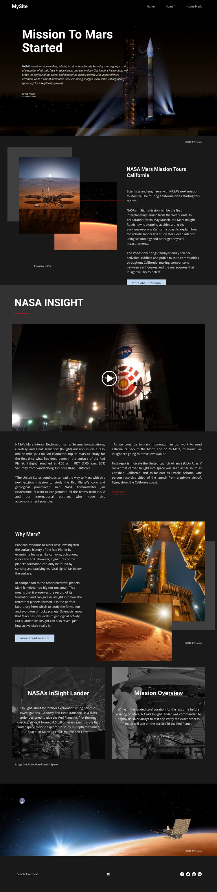 Mission To Mars Website Template