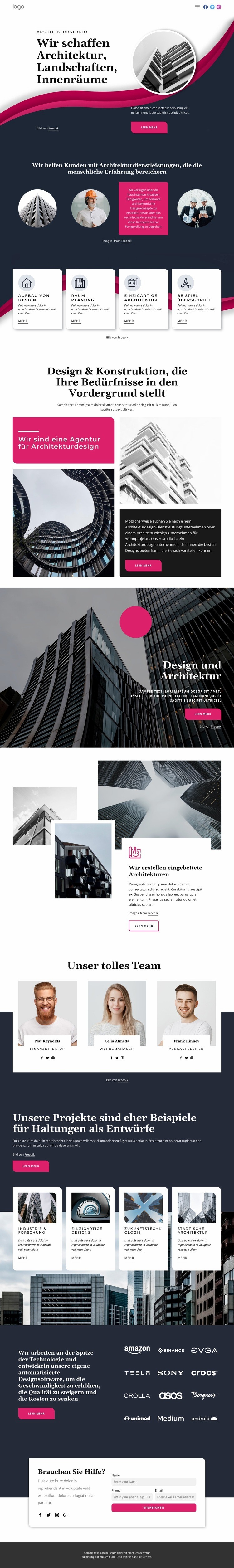 Wir schaffen großartige Architektur Eine Seitenvorlage