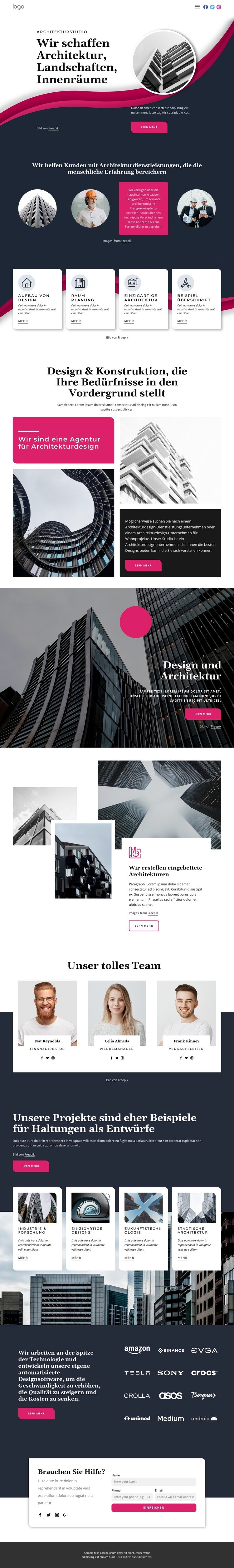 Wir schaffen großartige Architektur Landing Page