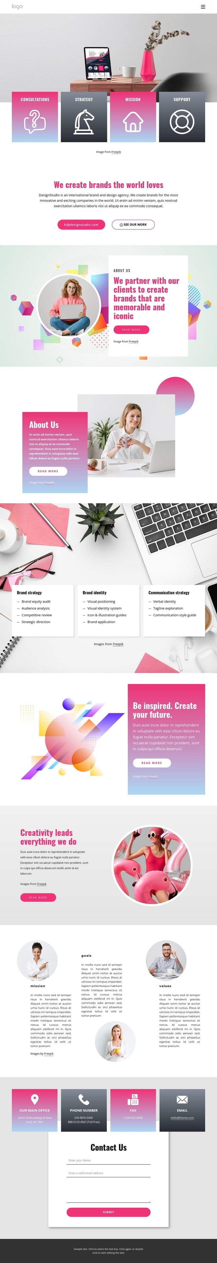 Creativity leads everything we do Homepage Design
