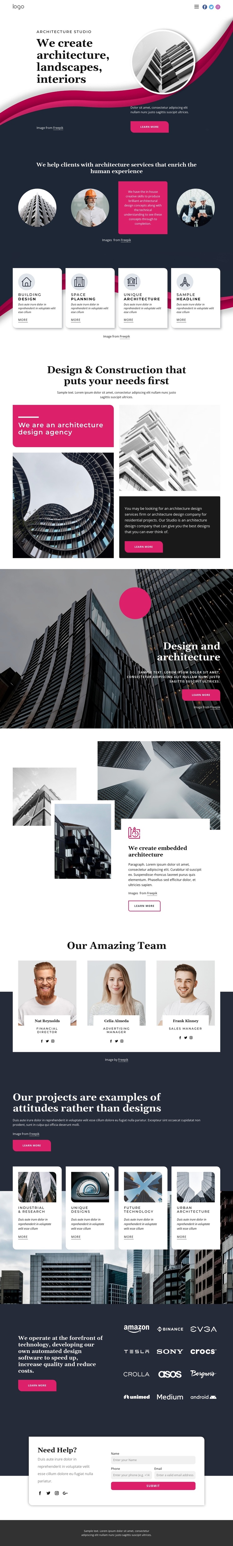 We create great architecture One Page Template