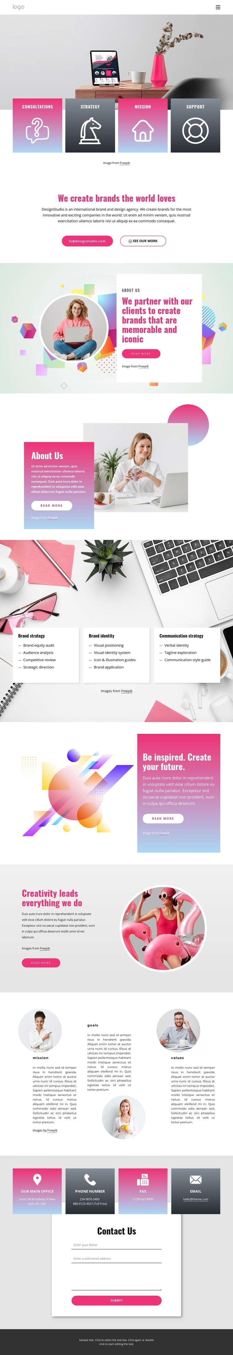 Creativity leads everything we do One Page Template