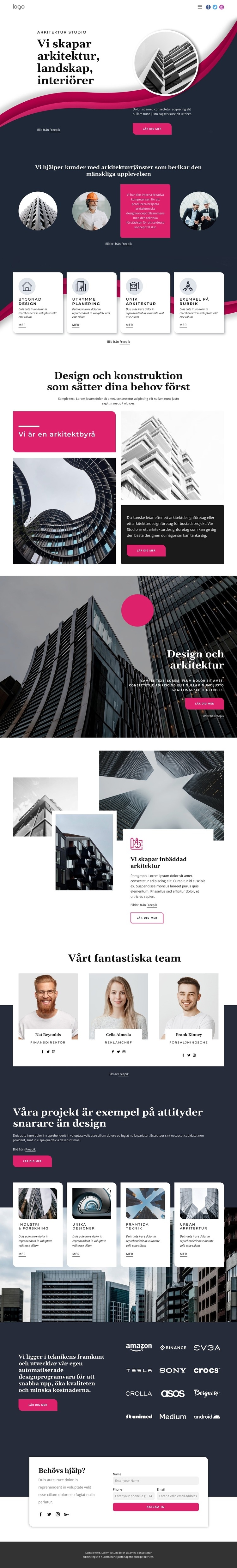 Vi skapar fantastisk arkitektur Webbplats mall