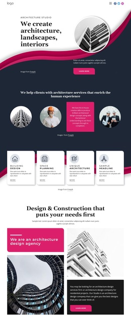 We Create Great Architecture - Landing Page
