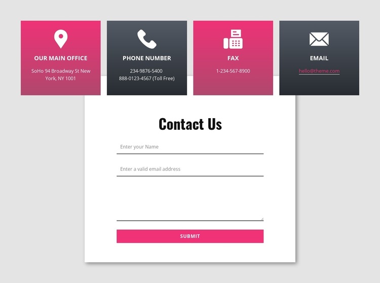 Contact form with overlapping grid repeater HTML5 Template