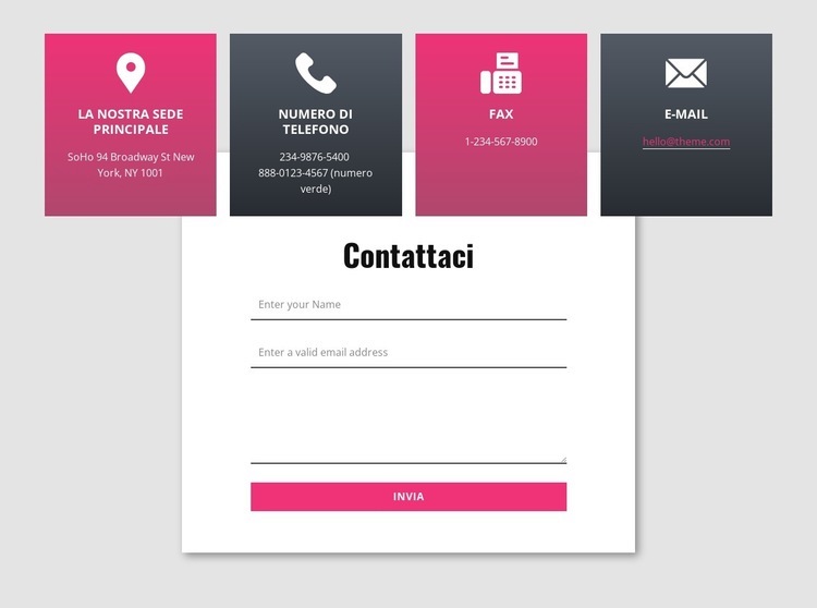 Modulo di contatto con ripetitore a griglia sovrapposta Modelli di Website Builder