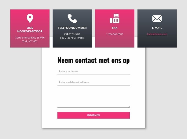 Contactformulier met overlappende rasterrepeater Html Website Builder