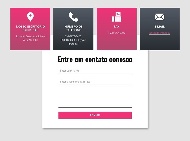 Formulário de contato com repetidor de grade sobreposto Maquete do site