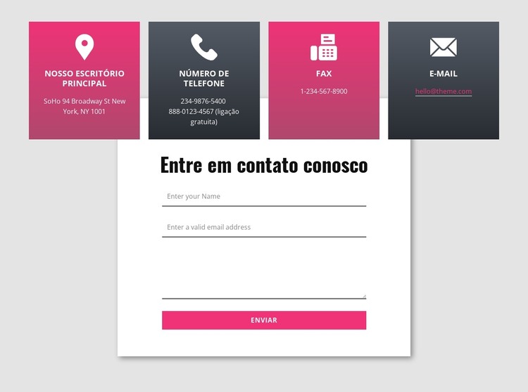 Formulário de contato com repetidor de grade sobreposto Modelo HTML