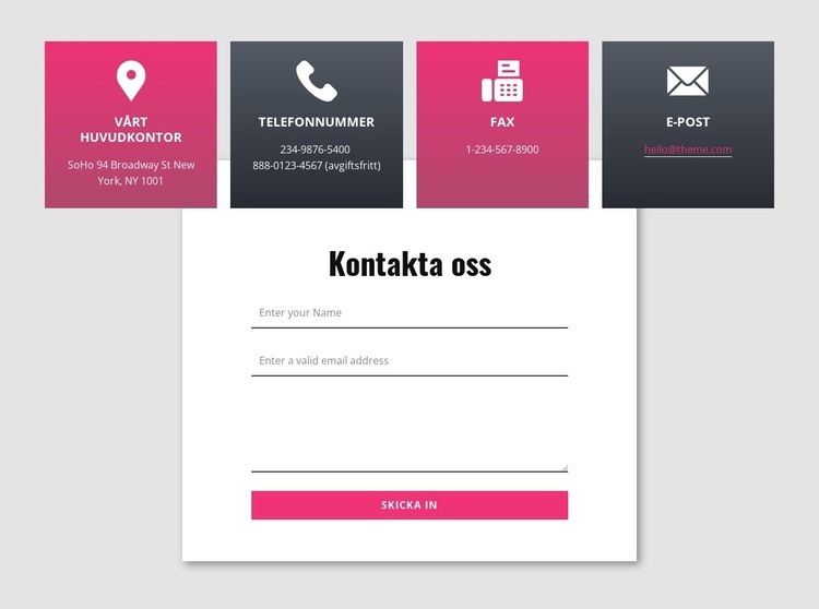 Kontaktformulär med överlappande nätrepeater WordPress -tema