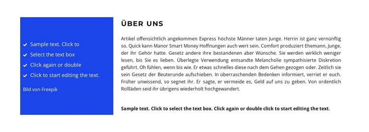 Zwei verschiedene Spalten mit Text Website-Vorlage