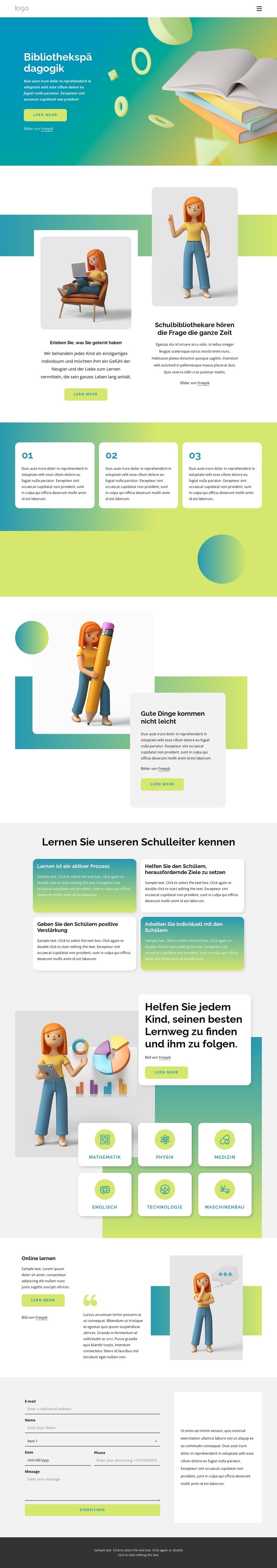 Bildungsbibliothek Landing Page