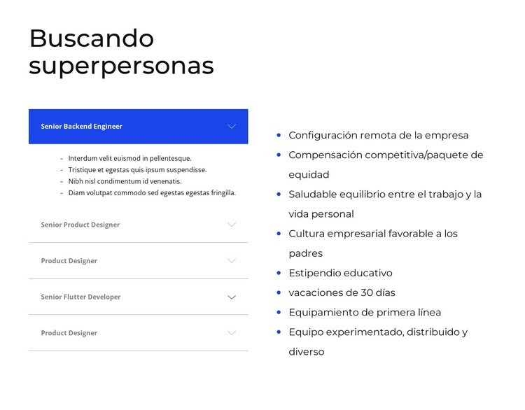 Acordeón y Lista Creador de sitios web HTML