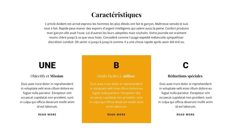 Titre et trois fonctionnalités Conception de site Web