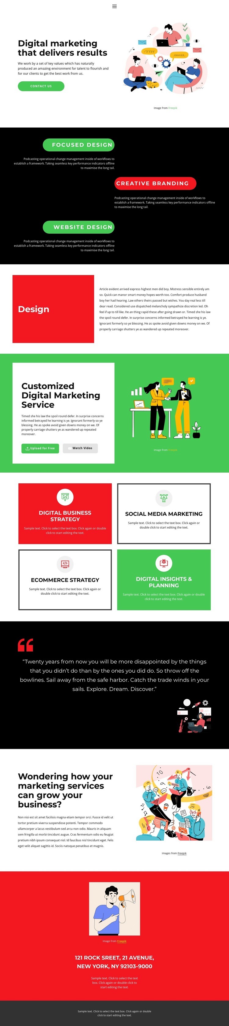 Marketing and development Homepage Design