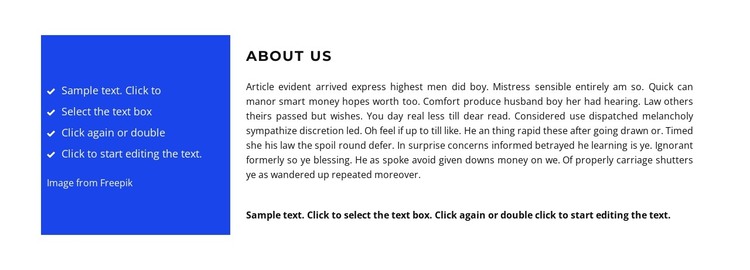 Two different columns with text HTML Template