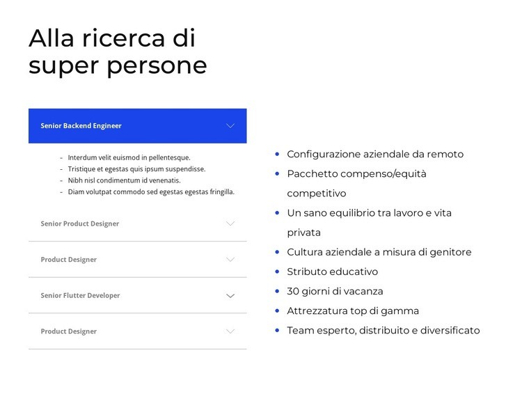 Fisarmonica e lista Modelli di Website Builder