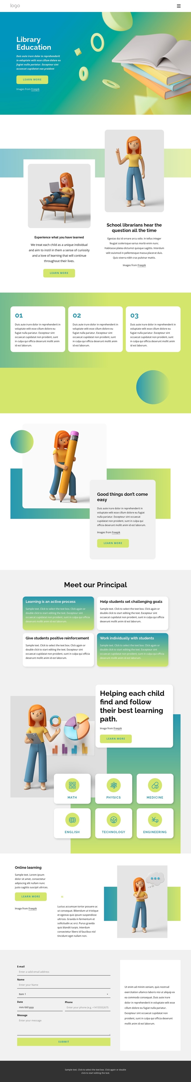Education library One Page Template