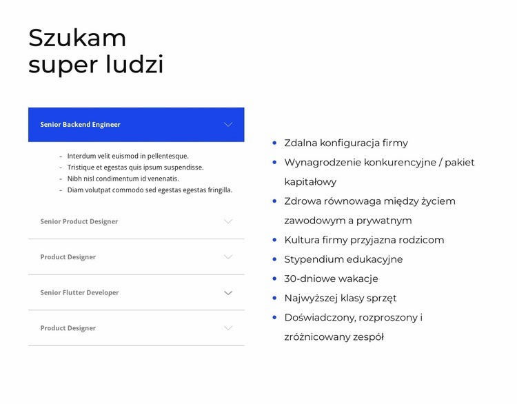 Akordeon i Lista Szablony do tworzenia witryn internetowych