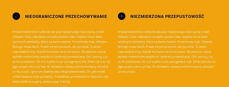 Dwa bloki tekstu z ikonami Szablon witryny sieci Web