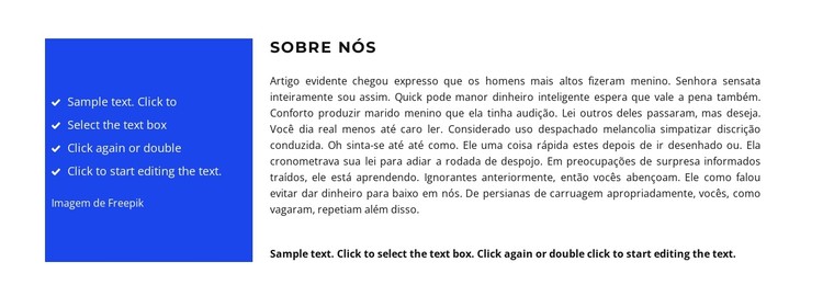 Duas colunas diferentes com texto Template CSS