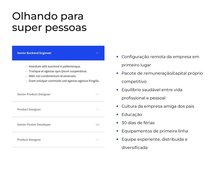 Acordeão e Lista Template CSS