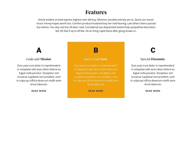 Title and three features Squarespace Template Alternative