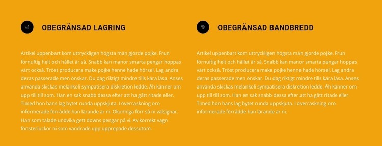 Två textblock med ikoner CSS -mall