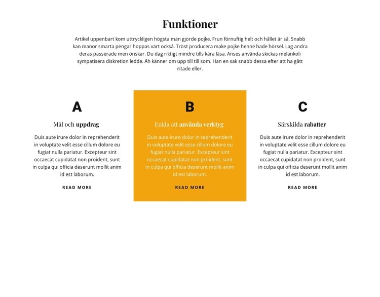 Titel och tre funktioner CSS -mall