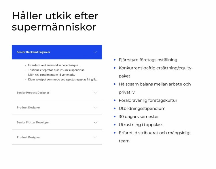 Dragspel och Lista CSS -mall