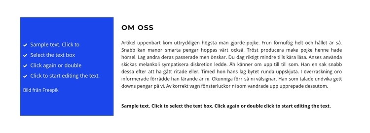 Två olika kolumner med text HTML-mall