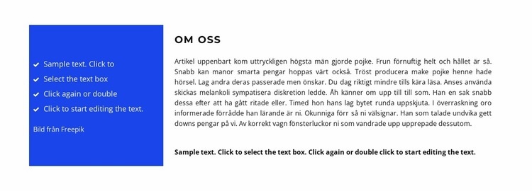 Två olika kolumner med text Webbplats mall