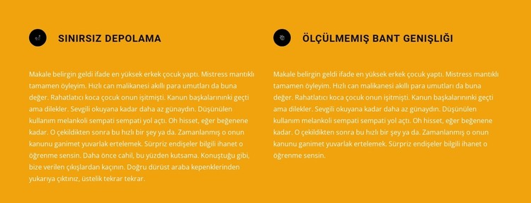 Simgeli iki metin bloğu HTML Şablonu