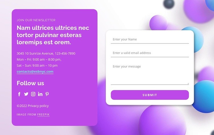 Contact form on abstract shapes Homepage Design