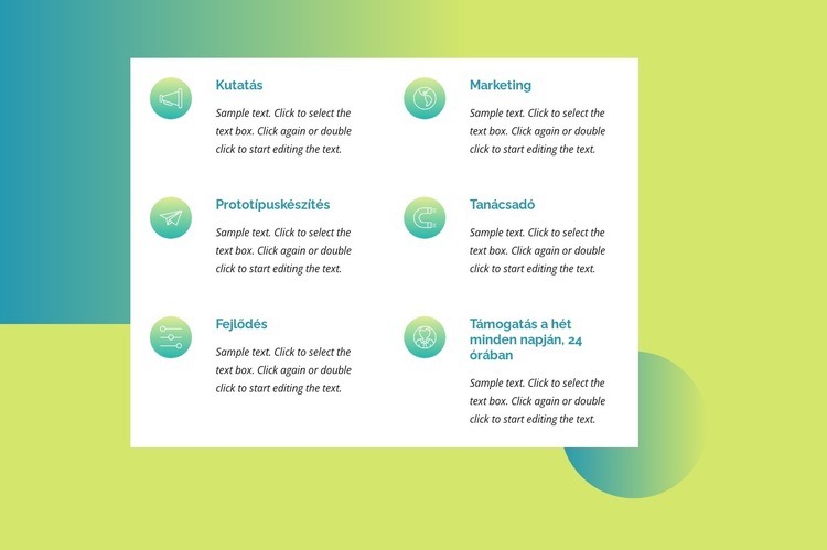 Szolgáltatásaink színátmenettel HTML Sablon