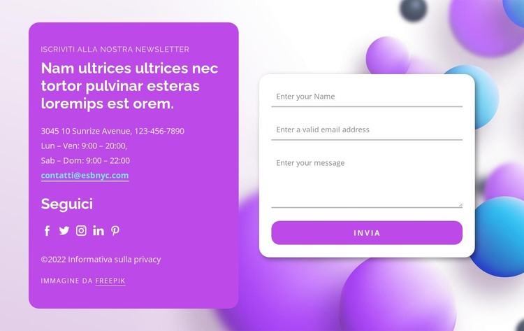 Modulo di contatto su forme astratte Modello HTML